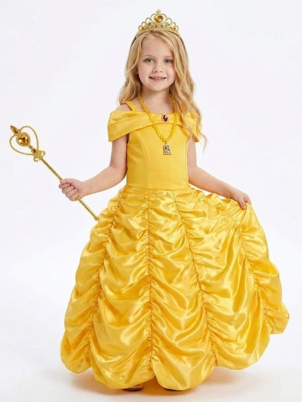 Belle-Inspired Yellow Princess Dress & Accessory Set